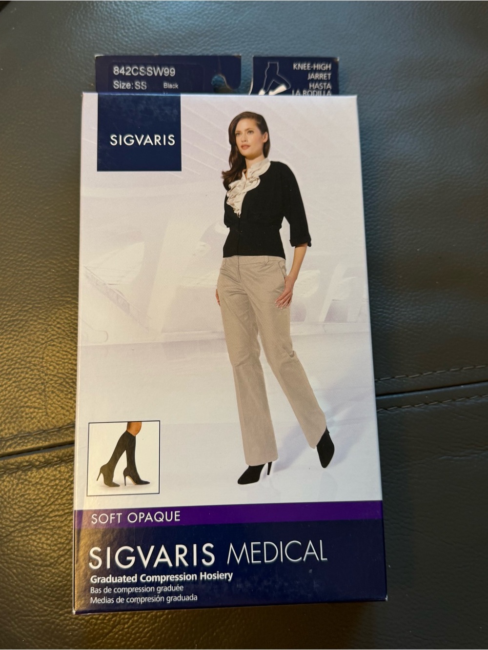 SIGVARIS Soft Opaque Knee-High Compression Hosiery — Black